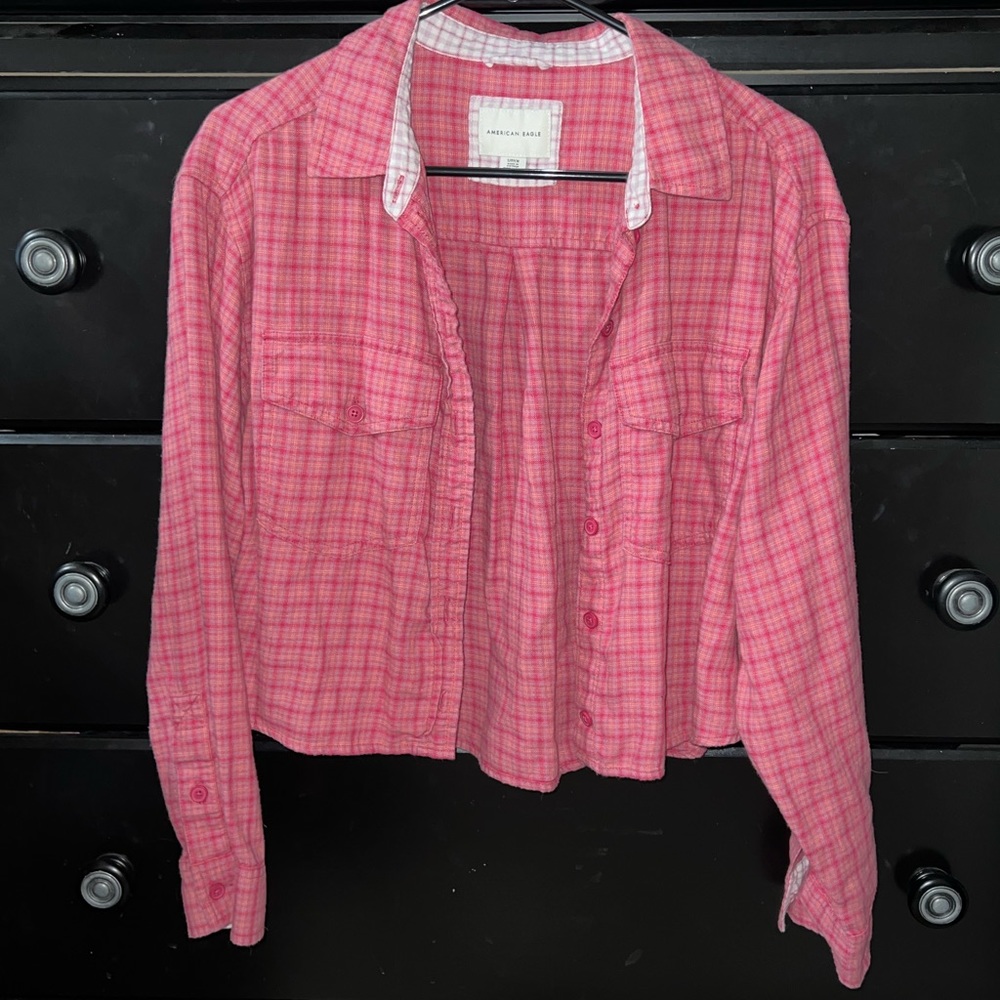 American Eagle cropped flannel